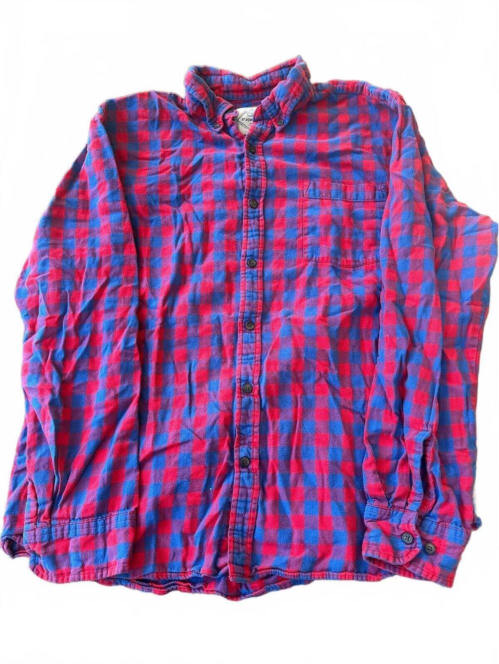 St John's Bay XL Red Blue Buffalo Plaid Flannel Shirt